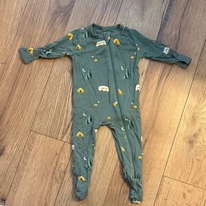 Kyte BABY Green Camping Print Footed One-Piece